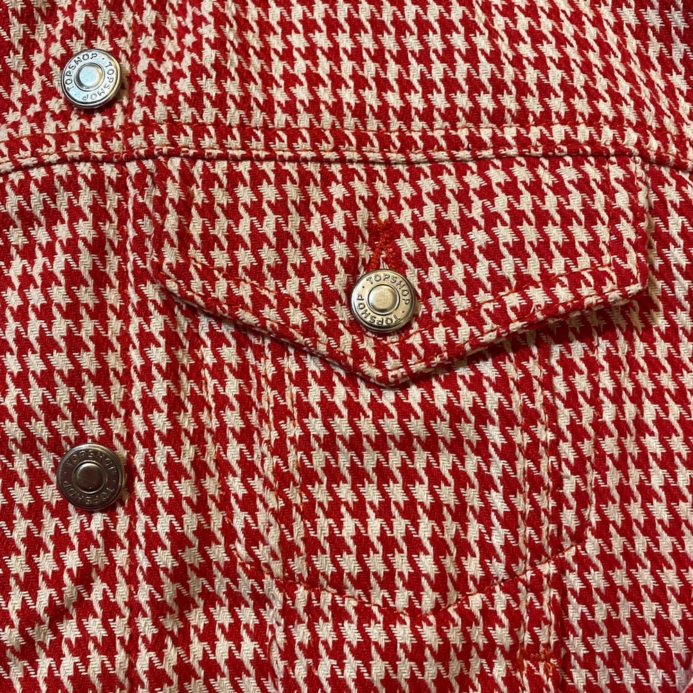 Topshop Red Houndstooth Jacket | US 6 UK 10 - Picture 11 of 13